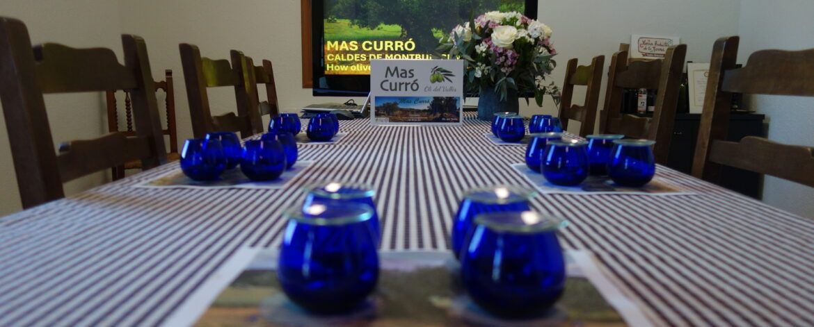 Taula del tast d'olis organitzat a la finca de Mas Curró amb Ariadna Rodrigo de @foodyingbcn.